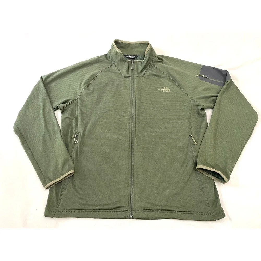 The North Face Borod Full Zip Gridded Fleece Mens XXL Green Water Resistant